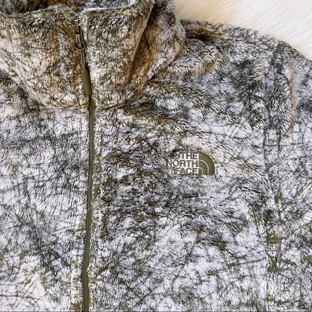 The North Face Women’s Seasonal Osito Full Zip Jacket Burnt Olive Green Marble